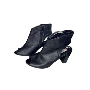 Blondo Women's Genuine Leather Open Toe Ankle High Heel Booties Black Size 11